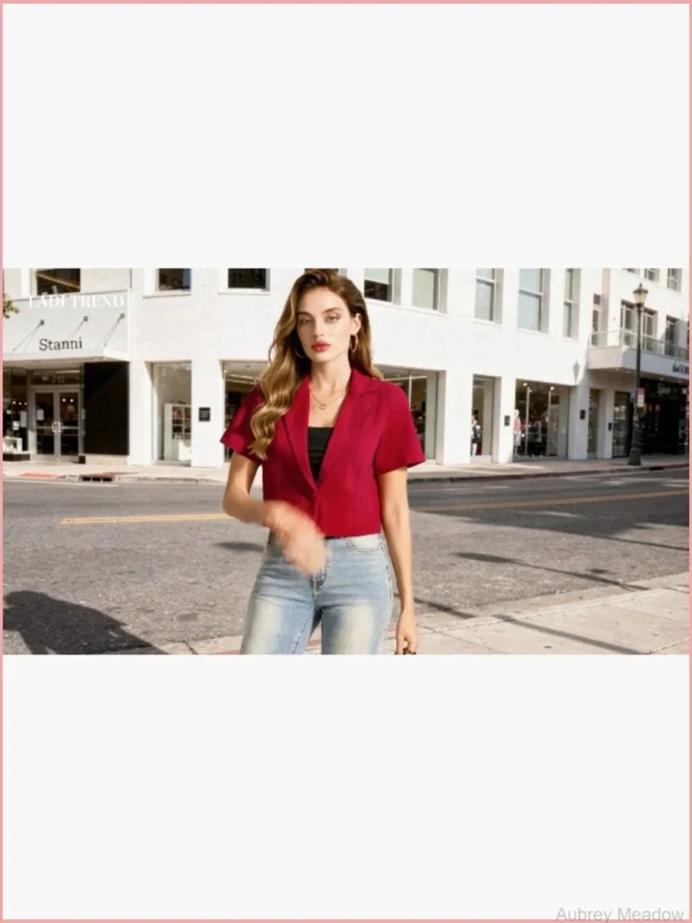 Cropped Blazer Business Casual Open Front Short Sleeve Single Button Jacket